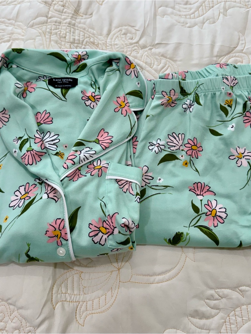 kate spade Mint Green Floral Two-Piece Pajama Set